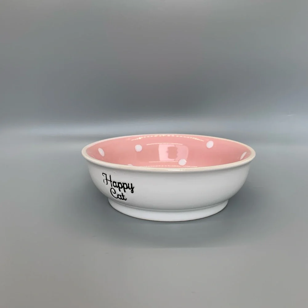 Happy Cat Bowl with polka dots - brand new